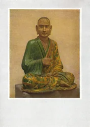 Sittende figur av en Lohan - Tang-dynastiet, c7. til 10. århundre e.Kr., 1936