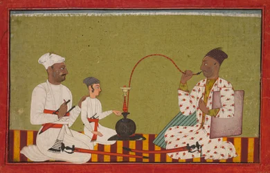 Sittende prins som røyker en vannpipe, ca, 1710-1715.
