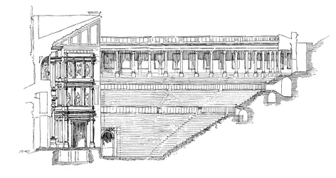 Seksjon av Gallo Roman Theatre i Orange, Provence, Frankrike, 1895