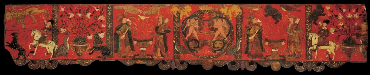 Utsnitt av trepanel med dekorativt maleri, 1770-1780-årene