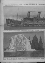 Snittdiagram av Titanic og isfjellet, 20. april 1912.