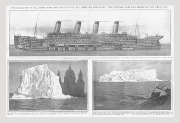 Snittdiagram av Titanic og isfjell, 20. april 1912.