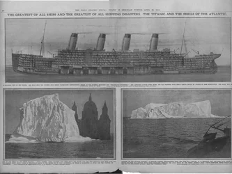 Snittdiagram av Titanic og isfjell, 20. april 1912.