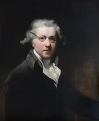 Selvportrett av den engelske maleren Joshua Reynolds med briller, 1700-tallet