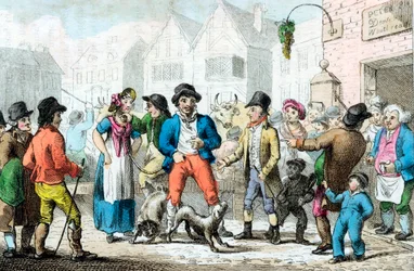 Selger en kone til høystbydende, 1816