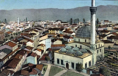 Serbia, Monastir: utsikt over en moske, Monastir kalles desormais Bitola og ligger i Macedoine - Postkort 1914-1918