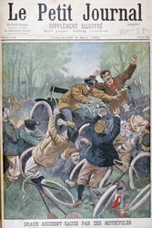 Alvorlig ulykke forårsaket av sykler, Paris, 1900