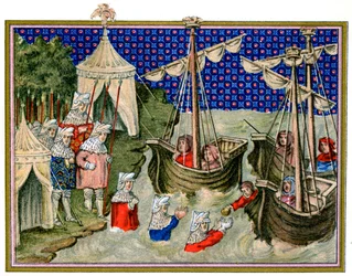 Skip som bringer proviant til den engelske verten, Richard IIs kampanje i Irland, 1399, 1893
