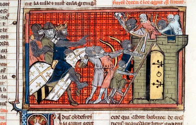 Beleiring av en by ledet av Godefroy de Bouillon, c1099, 1300-tallet