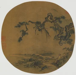 Sitter under en Pine, Ming-dynastiet, 1400-1500-tallet.