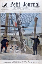 Seks månedlig inspeksjon av admiral Roustan om bord på Borda, 1902
