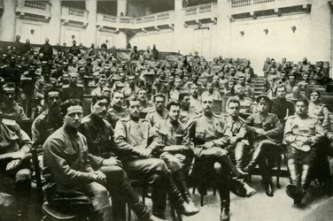 Soldatdelegater fra de russiske hærene ved Douma, 1919.