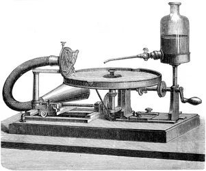 Lydopptaksplate Elektrisitetsmotor Batterivæske, c1880
