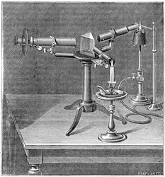 Spektroskopisk apparat brukt av Robert Wilhelm Bunsen og Gustav Robert Kirchhoff, c1895