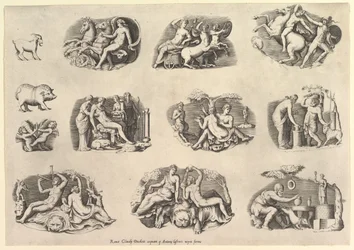 Speil av romersk storhet: Motiver etter Antikv..., henrettet ca. 1550-77, trykt etter 1577.