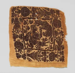 Square with a Hunting Scene, Byzantine, 4th-6th century.    1205609   no       norwegian Successfully Translated  Original: Salve Translat: Salve 1344568 no norwegian Successfully Translated Original: Plate 17: Crested Porcupine and Wild Pig Translat: Plat