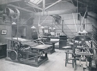 St. Bride Foundation School. Boktrykkmaskinrom, 1917