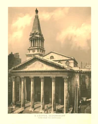 St George, Bloomsbury, Utsikt fra sørøst, midten av slutten av 1800-tallet.