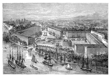 St Katherines Docks, London, sent på 1800-tallet