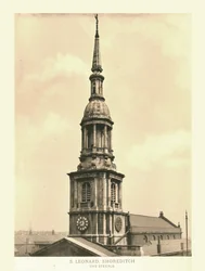 St Leonard, Shoreditch, The Steeple, midten av slutten av 1800-tallet.