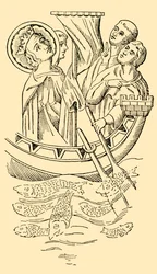 St. Louis, konge av Frankrike, krysser havet til det hellige land, 1200-tallet, ca 1930.