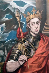 St Louis, konge av Frankrike, av en tilhenger av El Greco, utstilt i El Greco-museet, Toledo, Toledo-provinsen, Castilla-La Mancha Spania