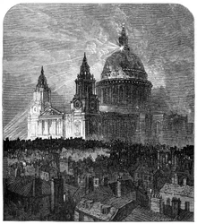 St Pauls Cathedral opplyst for Thanksgiving Day, London, 1900