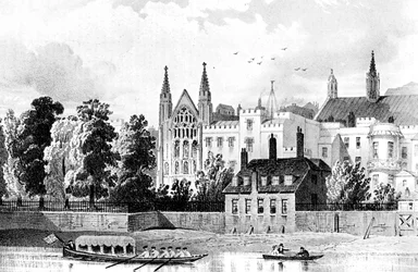 St Stephens Chapel and the Speakers House, Westminster, London, 1834 c1905