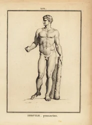Statue av Hercules Pomarius, romersk helt og gud, med en stor klubbe