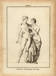 Statue av Venus Victrix med Mars, romerske guder for kjærlighet og krig