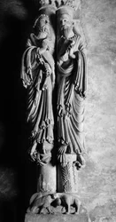 Statuer av St. Peter og St. Paul Anonym skulptur. Cathedrale San Salvador de Oviedo fra 1200- og 1300-tallet, Spania