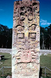 Stele B fra Copan, Honduras, Pre-Columbian, Maya, c300-630