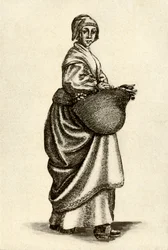 Svensk kvinne i tresko, 1640, 1937.