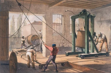 Telegrafledning ved Greenwich-verkene, c1865