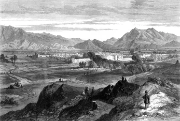 Den afghanske krigen: Jalalabad fra Pipers Hill, Afghanistan, 1879