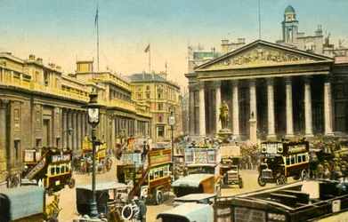 Bank of England og Royal Exchange, London, c1910.
