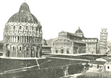 Dåpskapellet, katedralen og det skjeve tårnet, Pisa, Italia, 1895.