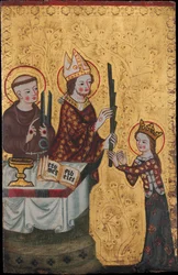 Biskopen av Assisi gir en palme til Saint Clare, ca. 1360.