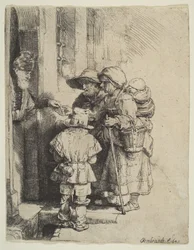 The Blind Hurdy-Gurdy Player and Family Receiving Alms, 1648.