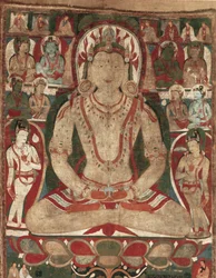 Buddha Amitayus deltatt av Bodhisattvas, 11. eller tidlig 1100-tall.