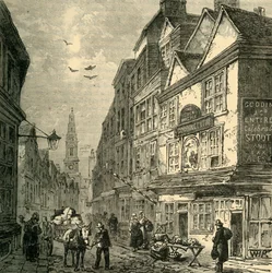 Hanen og skjæren, Drury Lane, 1881.
