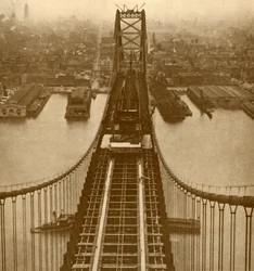 Delaware River Suspension Bridge, c1930.