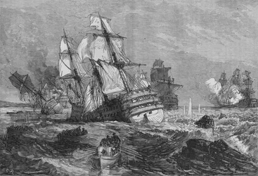 Fiendens fartøy strandet utenfor Point of Grao, c1880