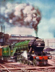 The Flying Scotsman forlater Kings Cross Station, fraktet av nr. 2563, 1935-36.