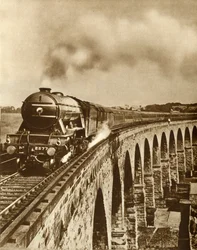 The Flying Scotsman...løp uten stopp mellom Kings Cross og Newcastle, 11. juli 1927, 1935.