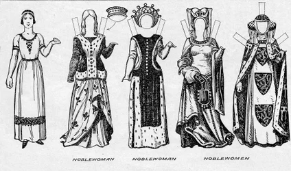 The Gallery of Costume: Kjoler slitt i de siste årene av Edward IIIs regjeringstid, c1934