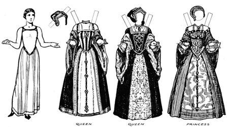 The Great Gallery of British Costume: Kjole slitt i Henry The Eighths Time, c1934