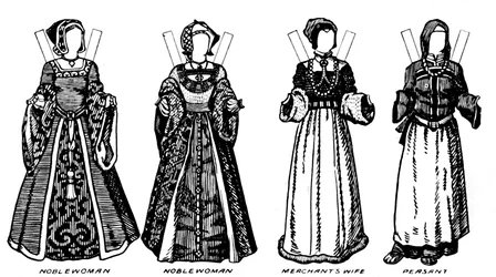 The Great Gallery of British Costume: Kjole slitt i Henry The Eighths Time, c1934