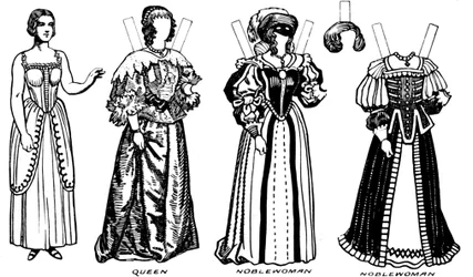 The Great Gallery of Historic Costume: Noen kjoler av Charles The Firsts Time, c1934