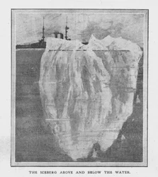 Isfjellet over og under vannet, 20. april 1912.